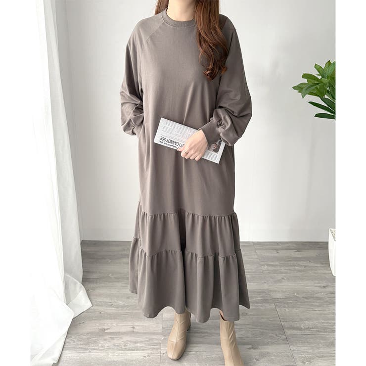 ティアードカットソーロングワンピース レディース 長袖 | Amulet | 詳細画像3 