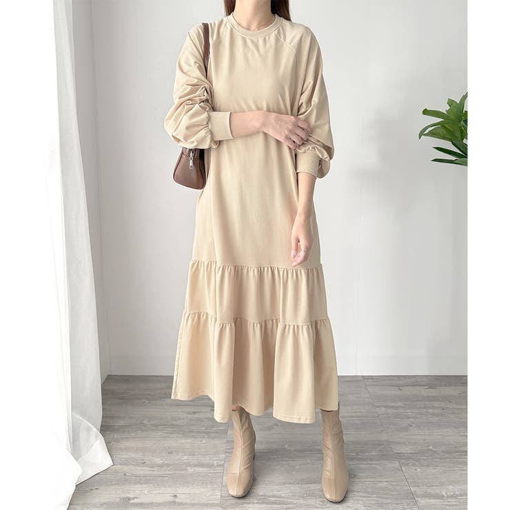 ティアードカットソーロングワンピース レディース 長袖 | Amulet | 詳細画像7 