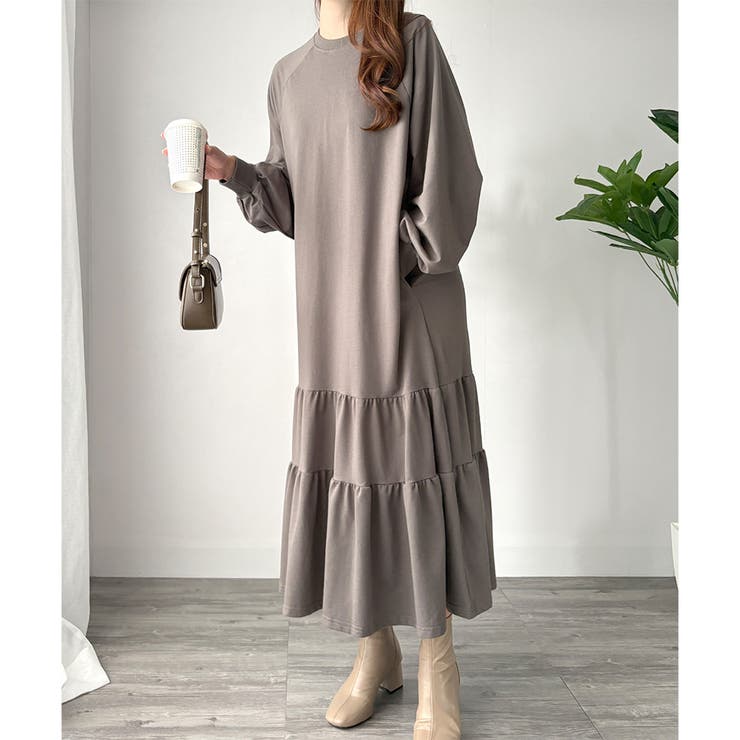 ティアードカットソーロングワンピース レディース 長袖 | Amulet | 詳細画像8 