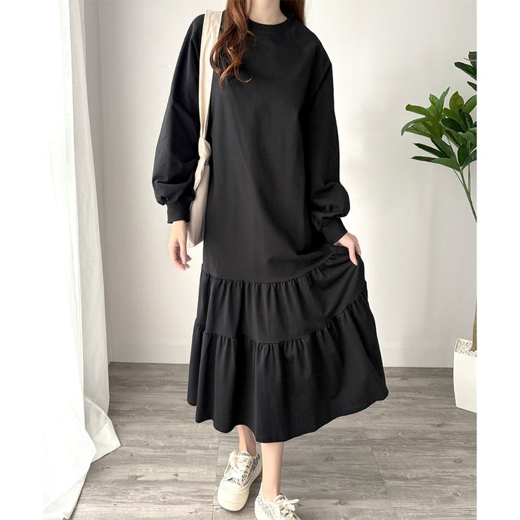 ティアードカットソーロングワンピース レディース 長袖 | Amulet | 詳細画像9 