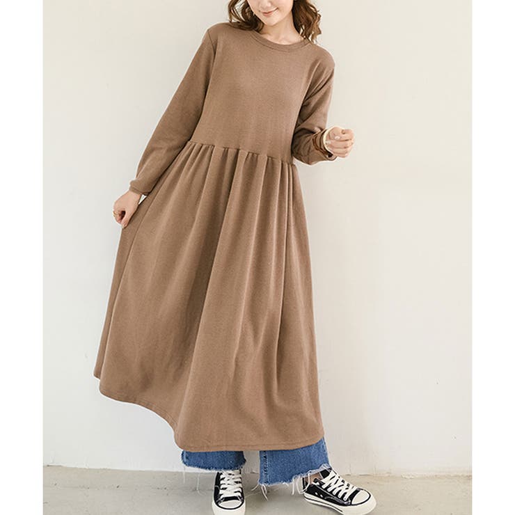 ウエスト切替ロングワンピース レディース 長袖 | Amulet | 詳細画像17 