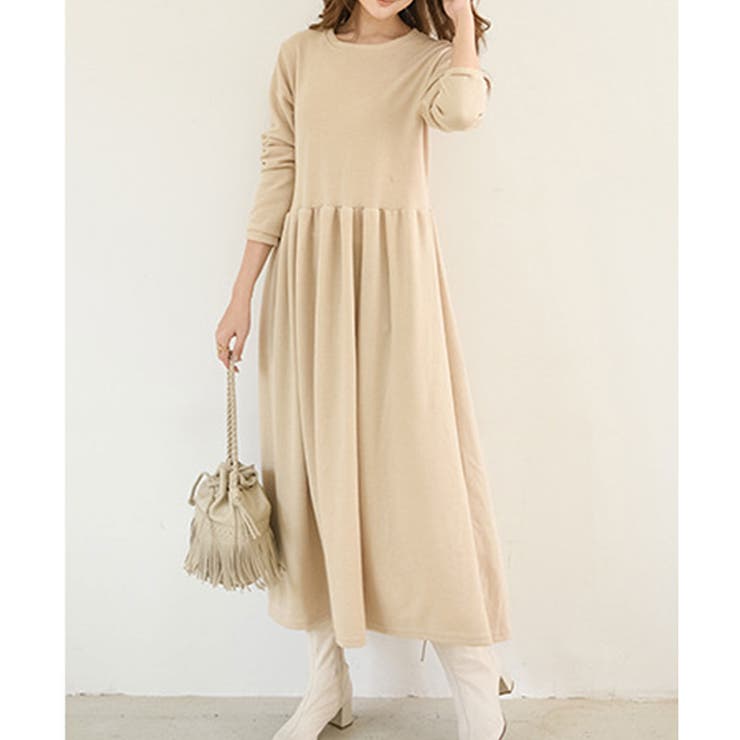 ウエスト切替ロングワンピース レディース 長袖 | Amulet | 詳細画像2 