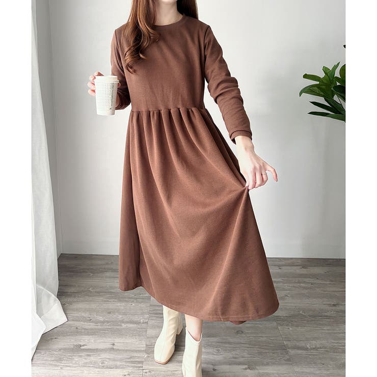 ウエスト切替ロングワンピース レディース 長袖 | Amulet | 詳細画像21 