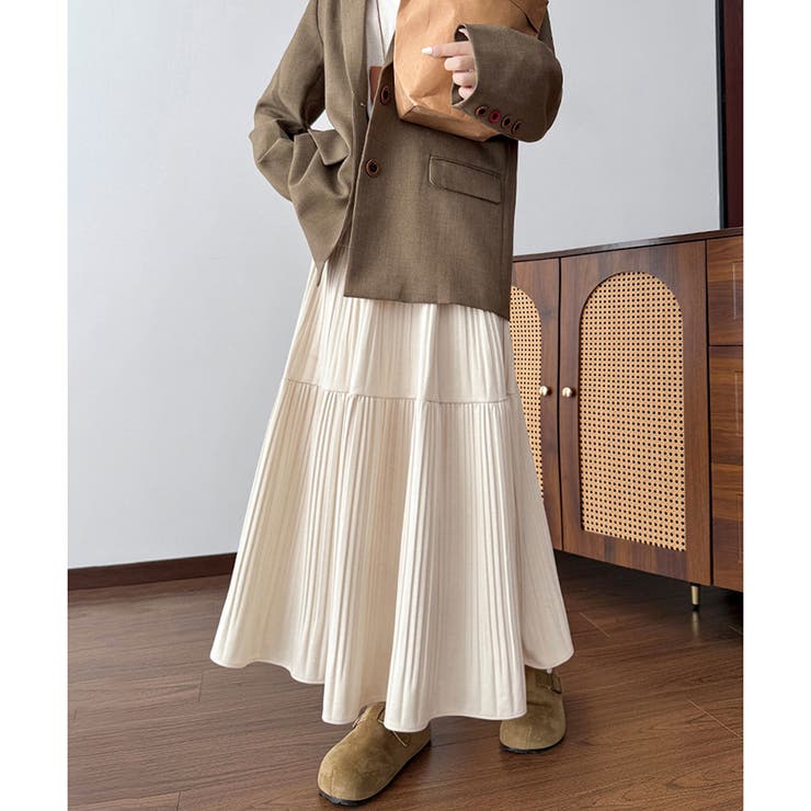 ティアードプリーツロングスカート レディース マキシ丈 | Amulet | 詳細画像9 