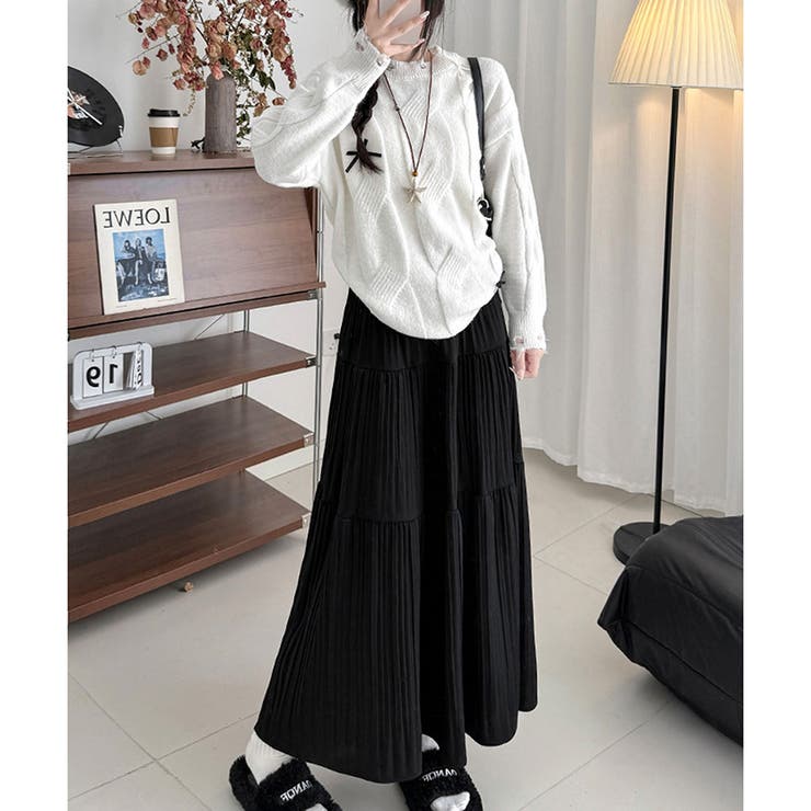 ティアードプリーツロングスカート レディース マキシ丈 | Amulet | 詳細画像12 