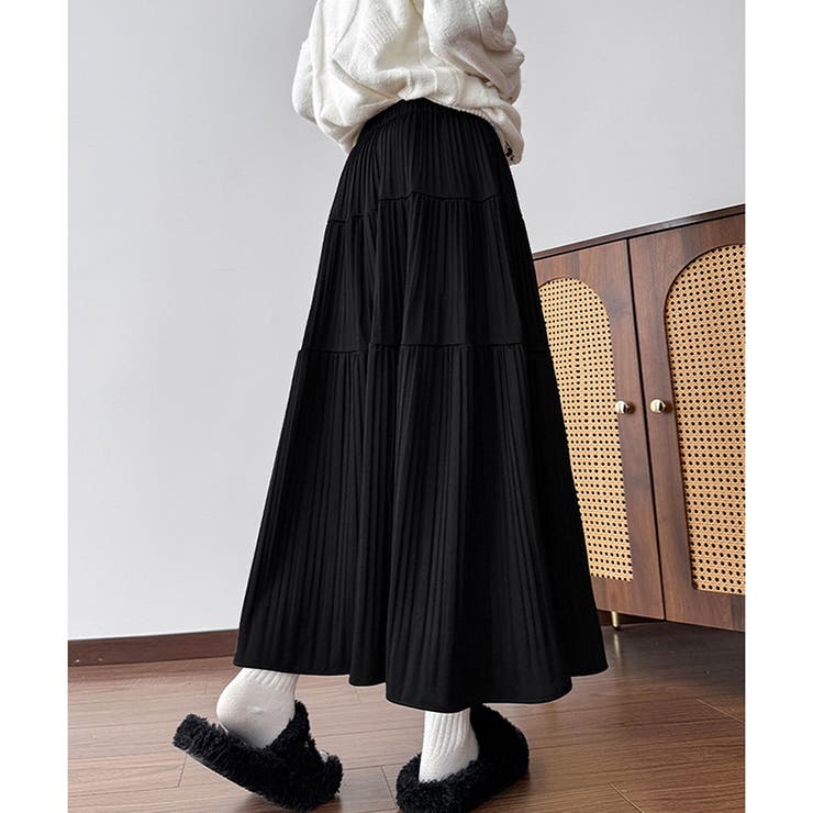 ティアードプリーツロングスカート レディース マキシ丈 | Amulet | 詳細画像13 