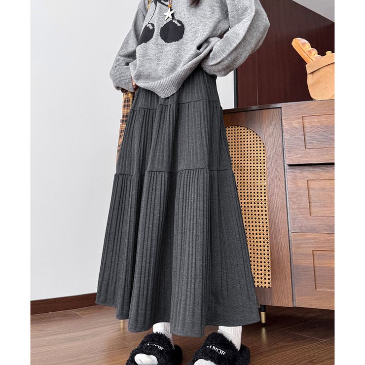 ティアードプリーツロングスカート レディース マキシ丈 | Amulet | 詳細画像15 