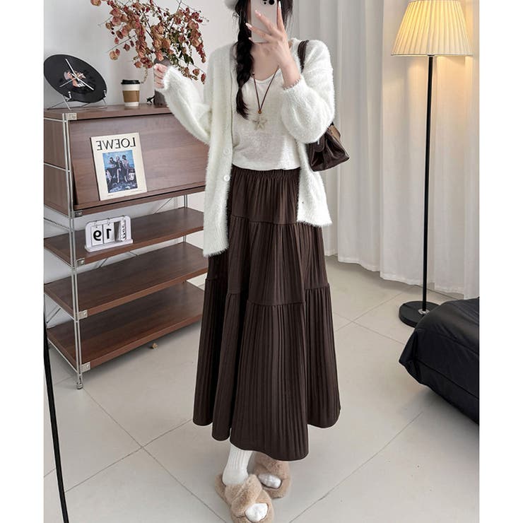 ティアードプリーツロングスカート レディース マキシ丈 | Amulet | 詳細画像3 