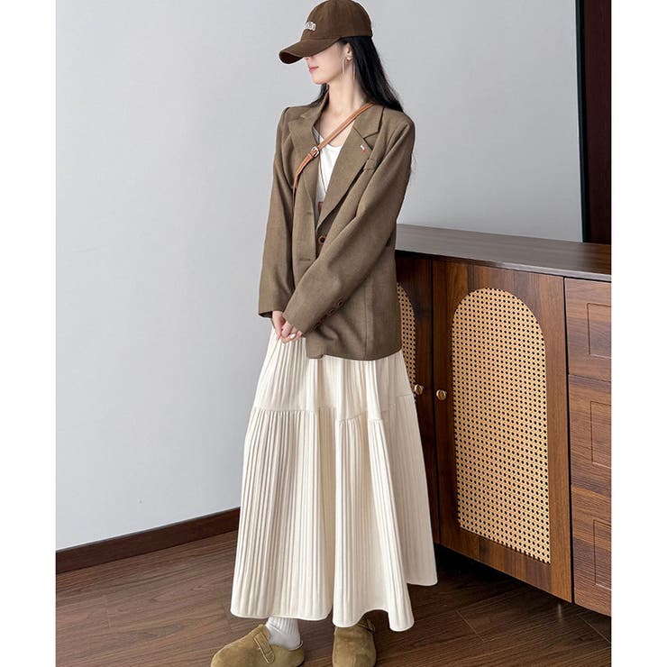 ティアードプリーツロングスカート レディース マキシ丈 | Amulet | 詳細画像4 