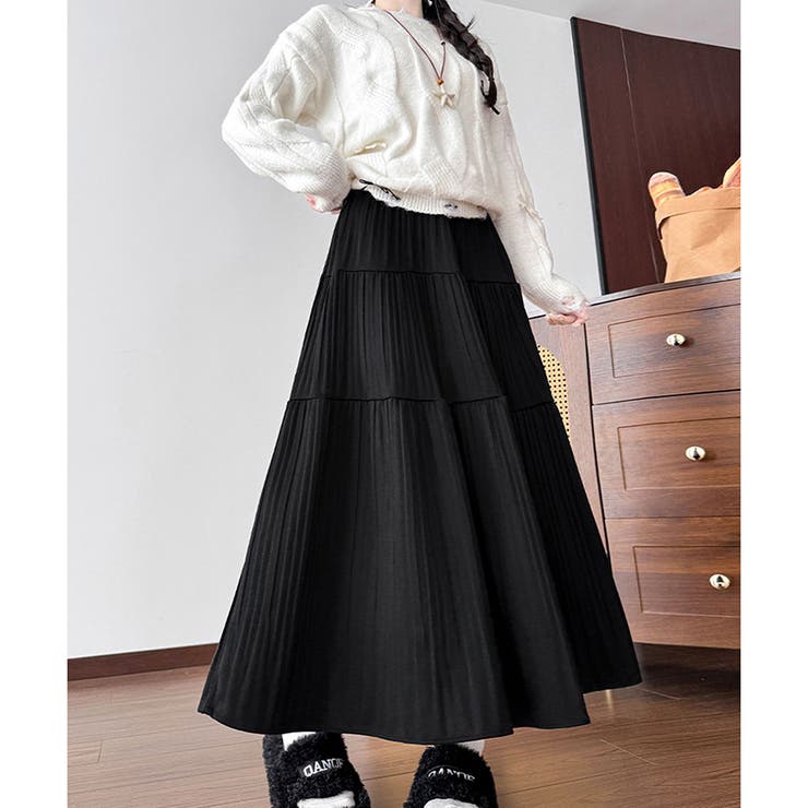 ティアードプリーツロングスカート レディース マキシ丈 | Amulet | 詳細画像6 