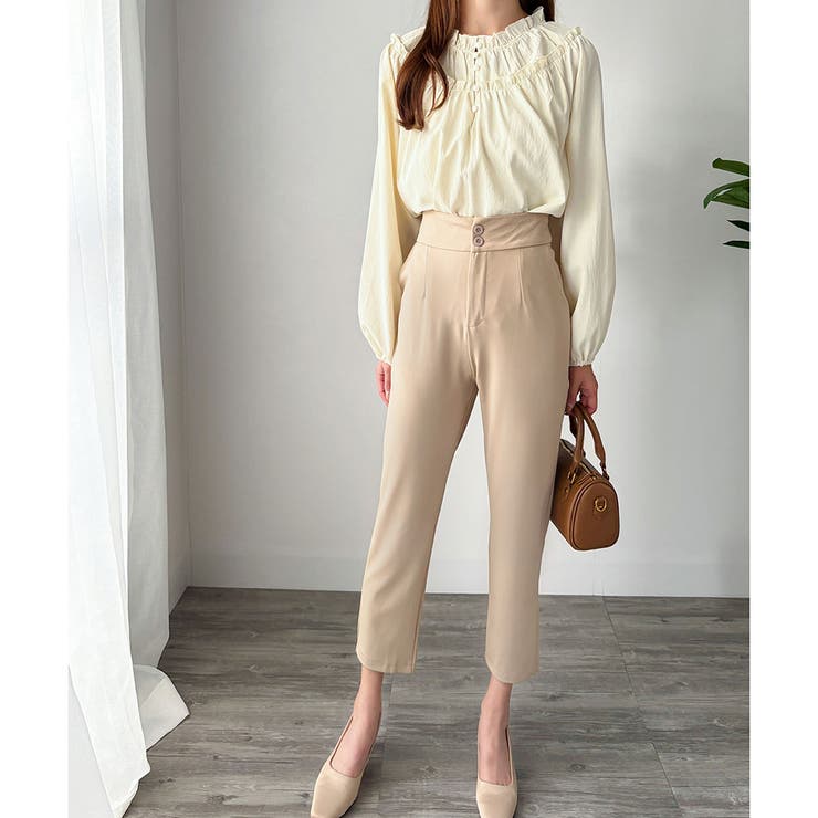 ダブルボタンタックスラックスパンツ レディース テーパード | Amulet | 詳細画像3 