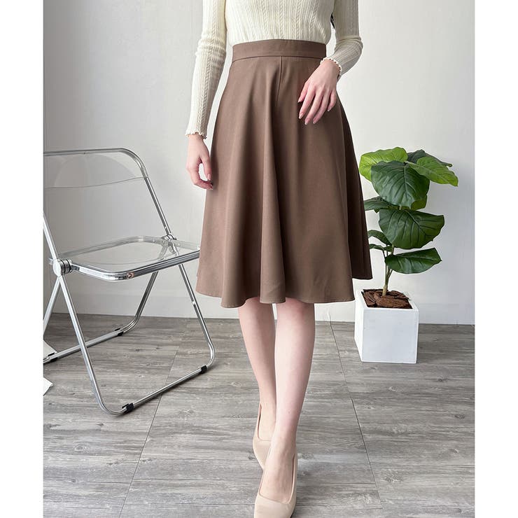 ブラウン | ひざ丈Aラインスカート スカート フレアシルエット | Amulet
