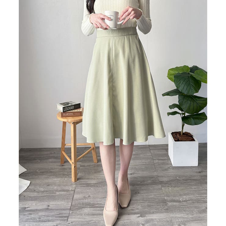 グリーン | ひざ丈Aラインスカート スカート フレアシルエット | Amulet