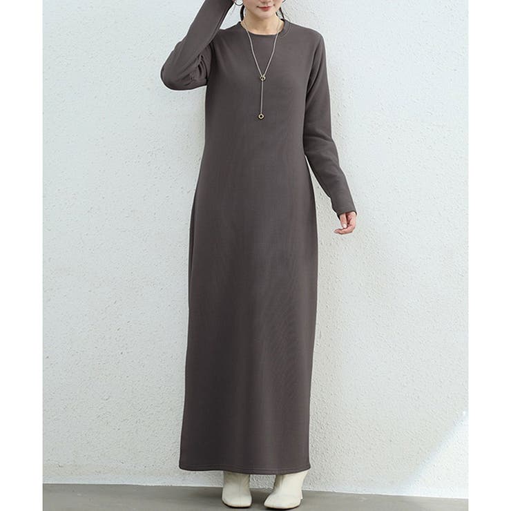 裏起毛ストレートロングワンピース レディース カジュアル | Amulet | 詳細画像17 