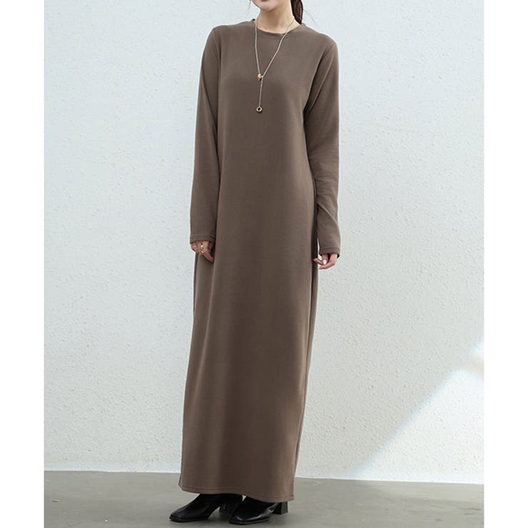 裏起毛ストレートロングワンピース レディース カジュアル | Amulet | 詳細画像21 