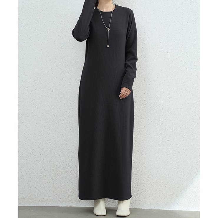 裏起毛ストレートロングワンピース レディース カジュアル | Amulet | 詳細画像22 