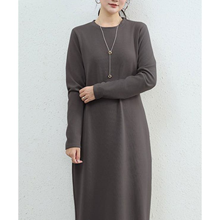 裏起毛ストレートロングワンピース レディース カジュアル | Amulet | 詳細画像3 