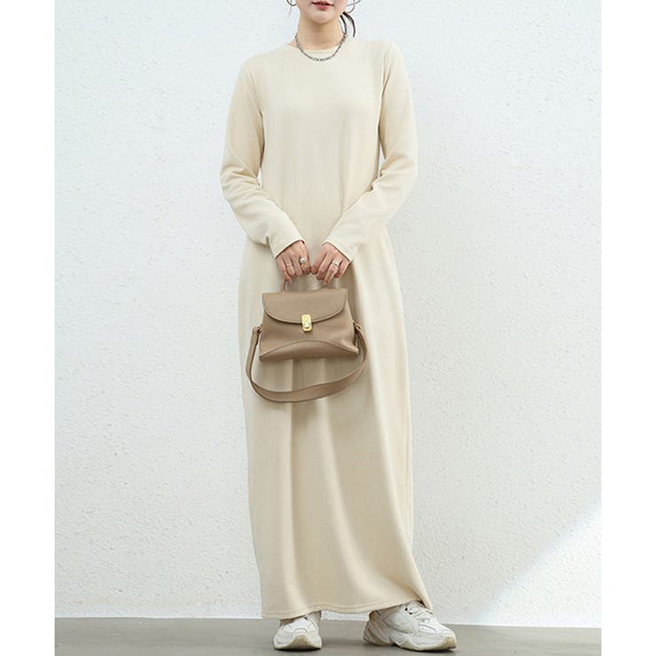 裏起毛ストレートロングワンピース レディース カジュアル | Amulet | 詳細画像7 