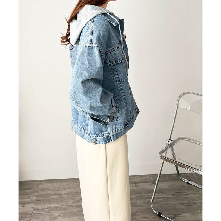 フード付きデニムライクジャケット レディース カジュアル | Amulet | 詳細画像10 