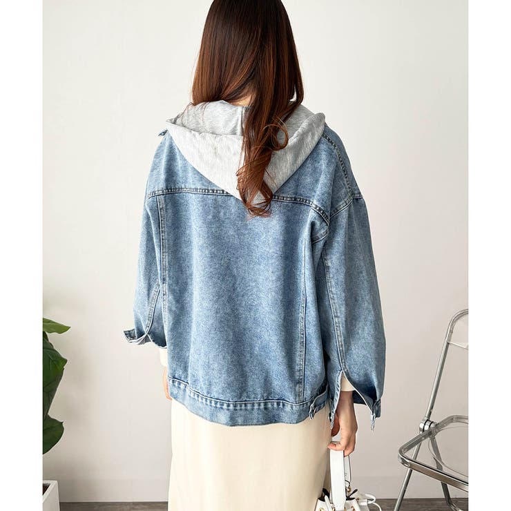 フード付きデニムライクジャケット レディース カジュアル | Amulet | 詳細画像11 