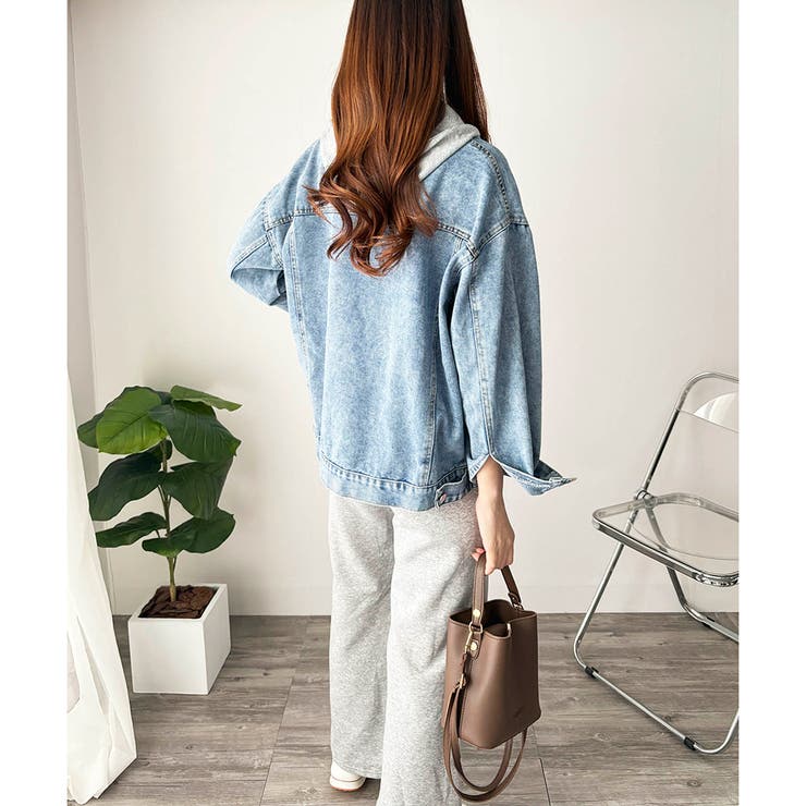 フード付きデニムライクジャケット レディース カジュアル | Amulet | 詳細画像14 