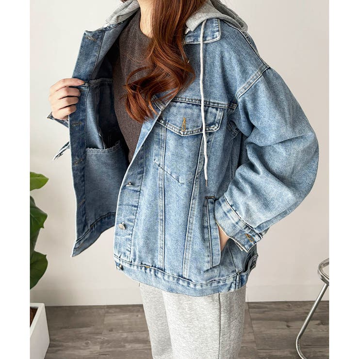 フード付きデニムライクジャケット レディース カジュアル | Amulet | 詳細画像16 