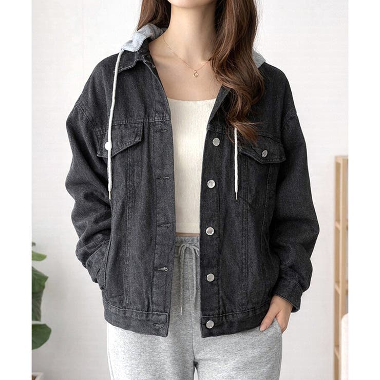 フード付きデニムライクジャケット レディース カジュアル | Amulet | 詳細画像19 