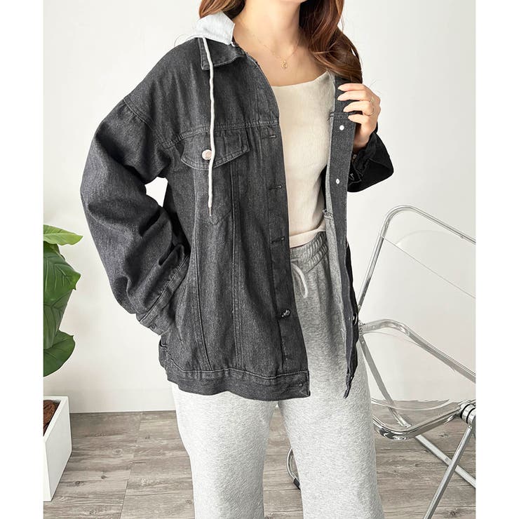 フード付きデニムライクジャケット レディース カジュアル | Amulet | 詳細画像20 