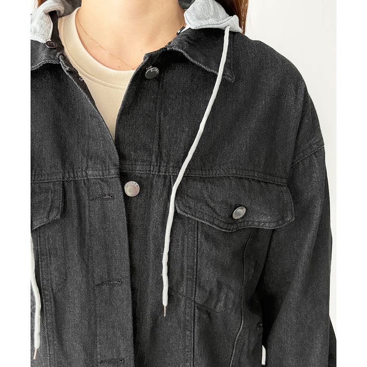 フード付きデニムライクジャケット レディース カジュアル | Amulet | 詳細画像29 