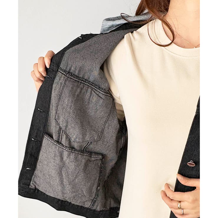 フード付きデニムライクジャケット レディース カジュアル | Amulet | 詳細画像30 