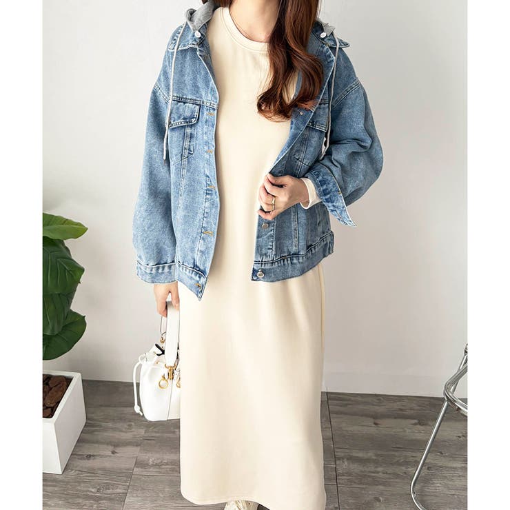 フード付きデニムライクジャケット レディース カジュアル | Amulet | 詳細画像9 