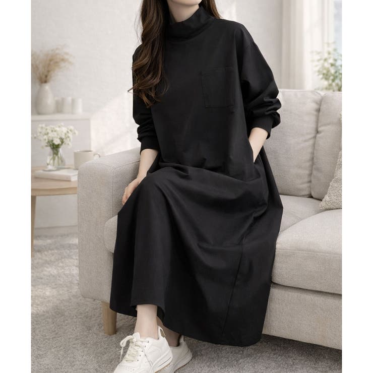 ハイネックロングワンピース レディース カジュアル | Amulet | 詳細画像3 