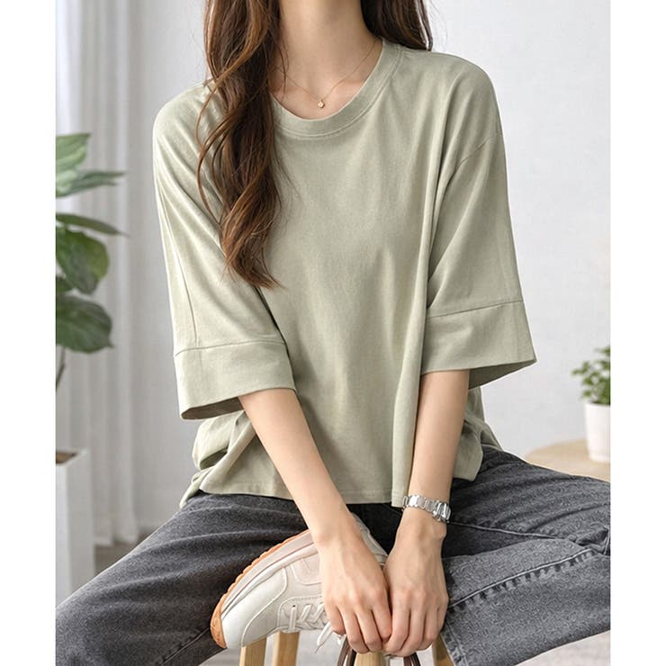 グリーン | ワイドシルエットTシャツ 半袖 オーバーサイズ | Amulet