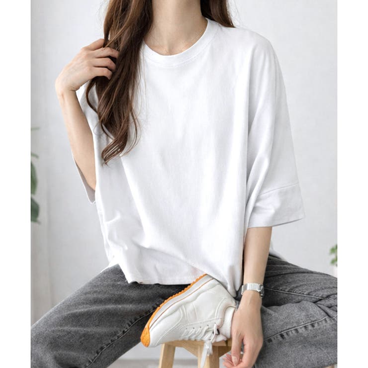 ホワイト | ワイドシルエットTシャツ 半袖 オーバーサイズ | Amulet