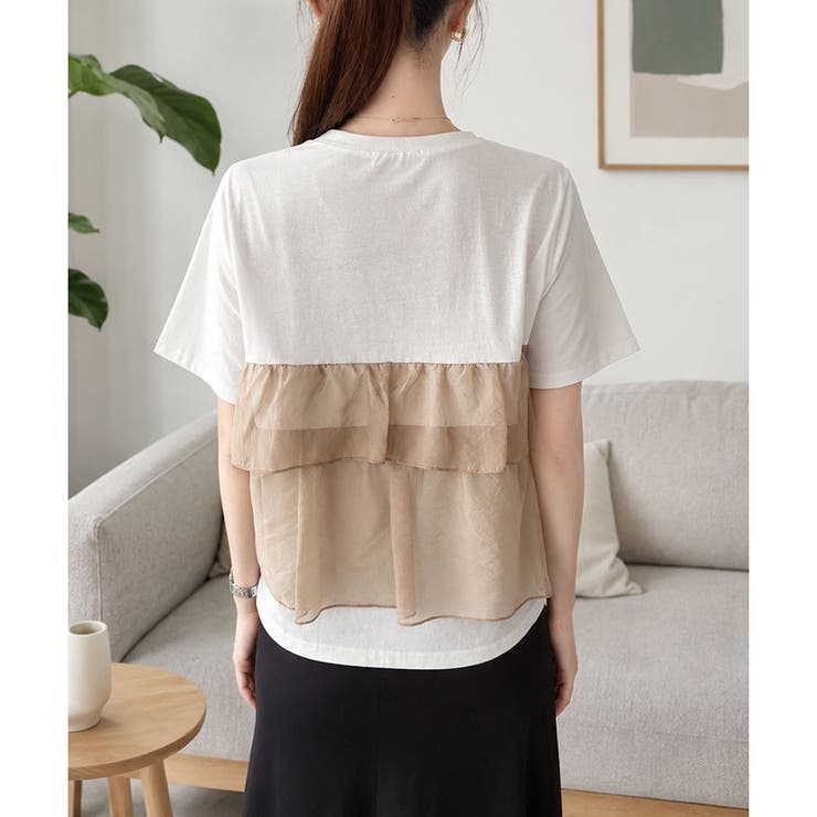 シアーフリルドッキングTシャツ レディース 半袖 | Amulet | 詳細画像13 