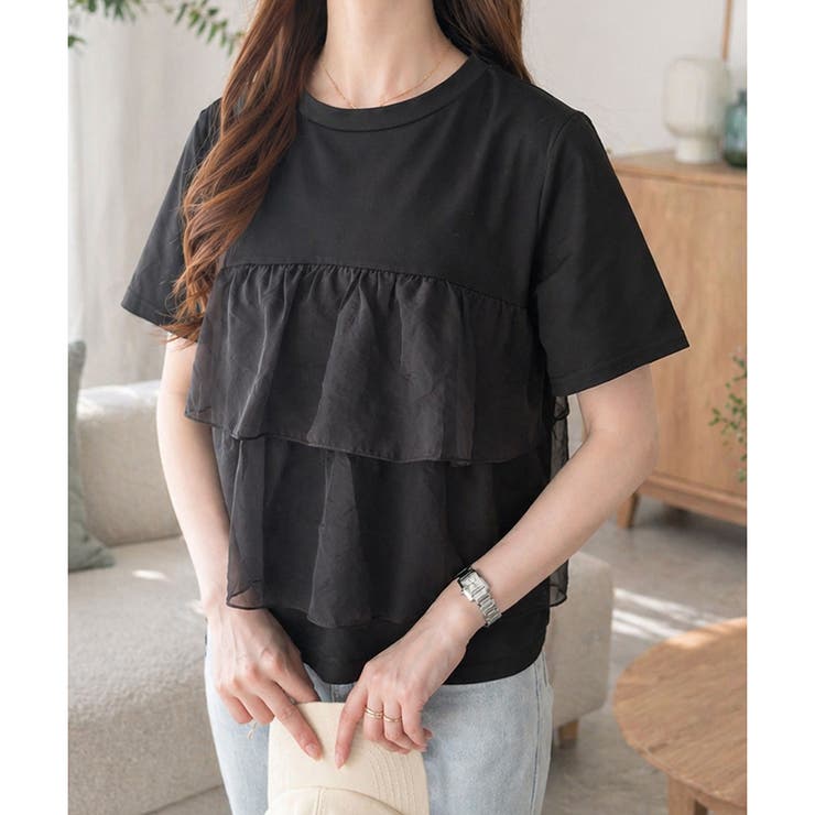 シアーフリルドッキングTシャツ レディース 半袖 | Amulet | 詳細画像14 