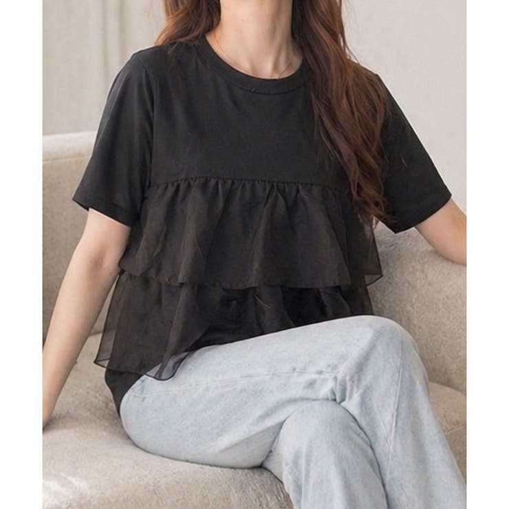 シアーフリルドッキングTシャツ レディース 半袖 | Amulet | 詳細画像16 