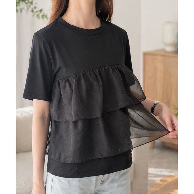 シアーフリルドッキングTシャツ レディース 半袖 | Amulet | 詳細画像17 