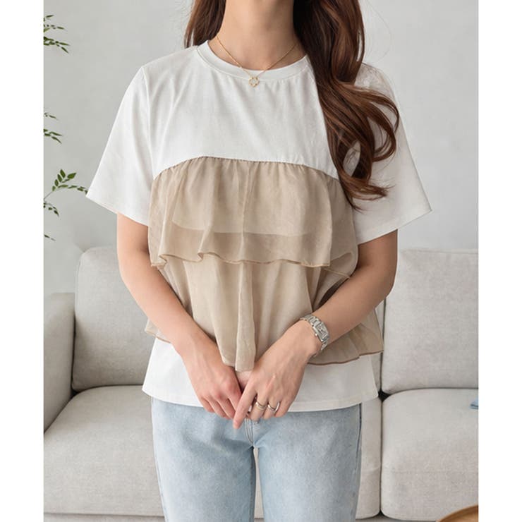 シアーフリルドッキングTシャツ レディース 半袖 | Amulet | 詳細画像9 