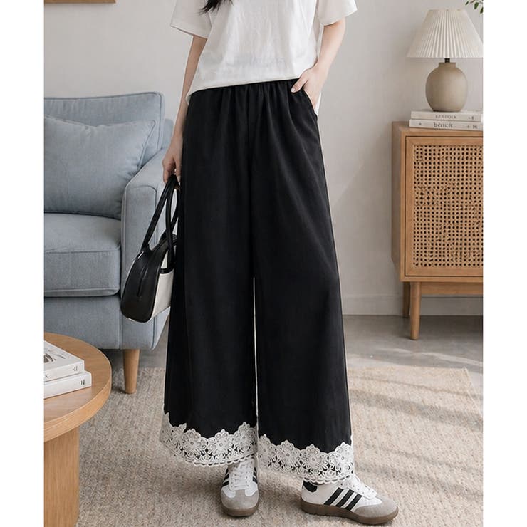 裾レースワイドパンツ レディース ロング | Amulet | 詳細画像17 