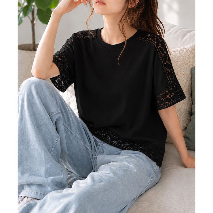 レーススリーブリラックスTシャツ レディース カジュアル | Amulet | 詳細画像22 
