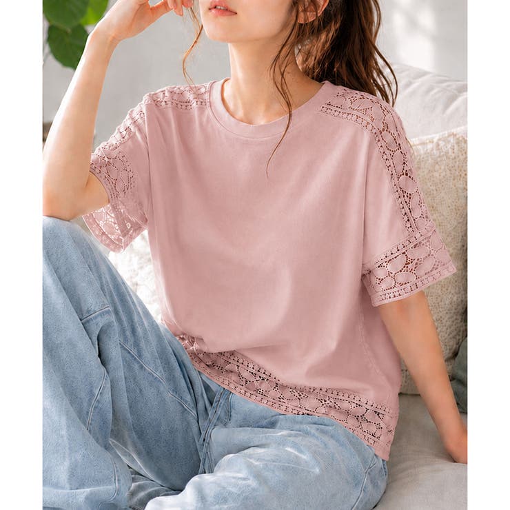 レーススリーブリラックスTシャツ レディース カジュアル | Amulet | 詳細画像7 