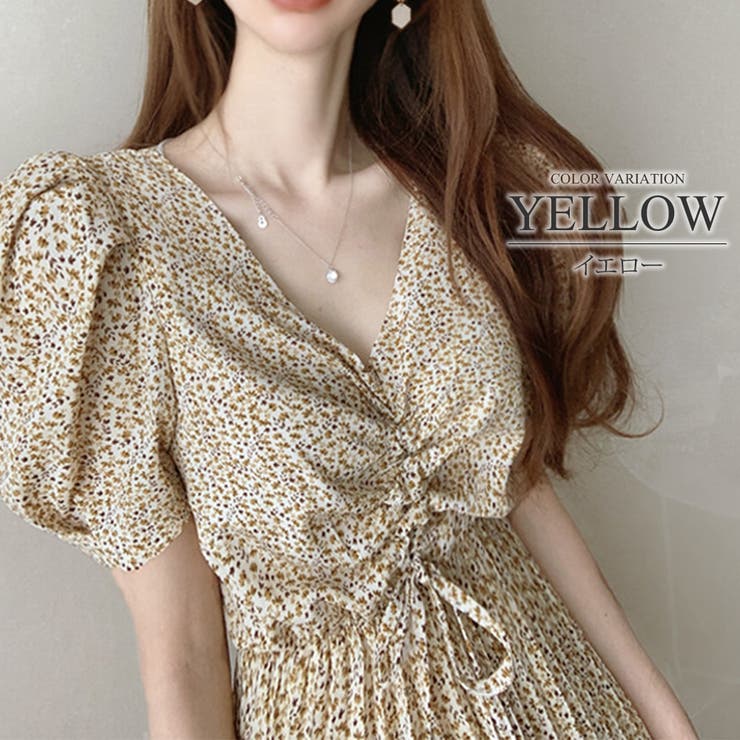 ワンピース 花柄 ギャザー プリーツ 半袖 かわいい レディース 夏 品番 Amsw Amulet アミュレット のレディースファッション通販 Shoplist ショップリスト