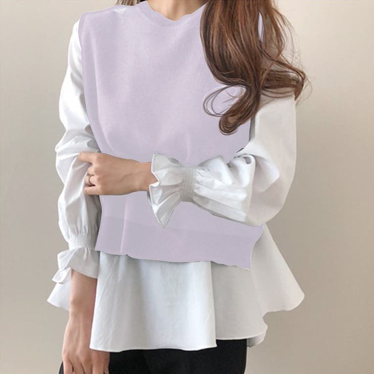 ニットベスト付きブラウス オフィス シンプル シャツ 秋 冬 レディース | Amulet | 詳細画像12 