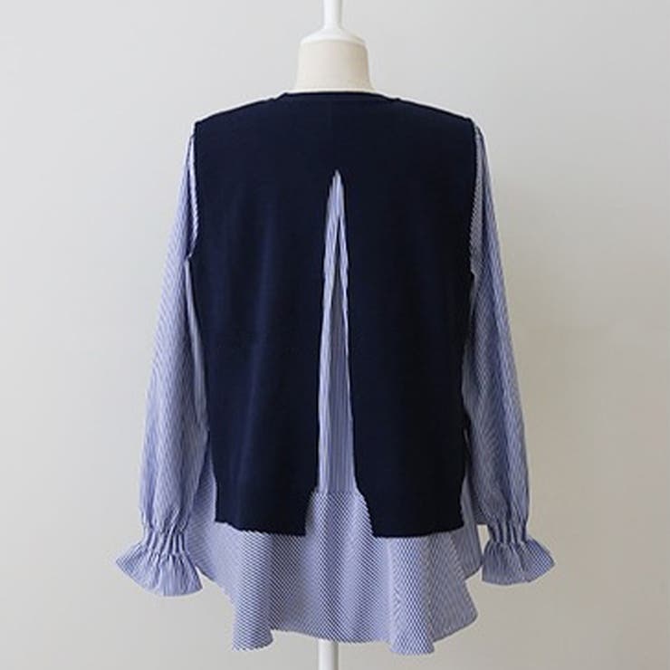 ニットベスト付きブラウス オフィス シンプル シャツ 秋 冬 レディース | Amulet | 詳細画像21 