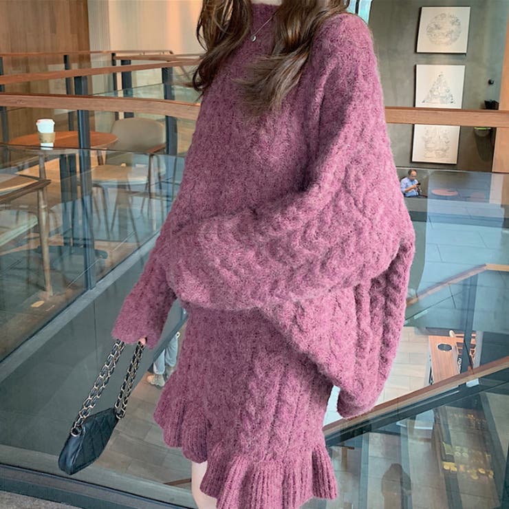 searoomlynn オフショル　ニット　frill トップス　ベビーピンク searoomlynn オフショル ニット frill トップス ベビーピンク