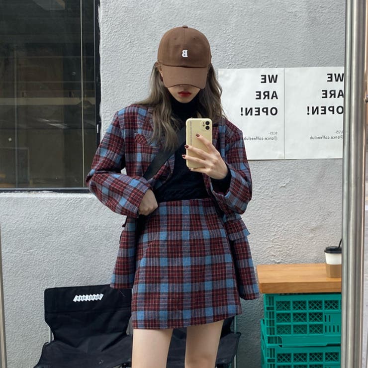 セットアップ ナチュラルブルーチェックセットアップ[品番