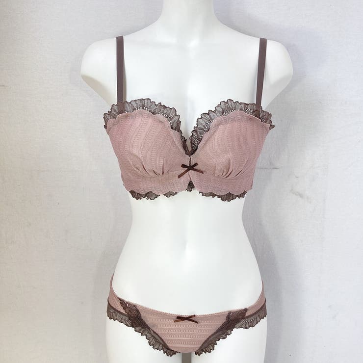 下着 ラウンドカップアンダーレース2トーンノンワイヤーブラ＆ショーツ