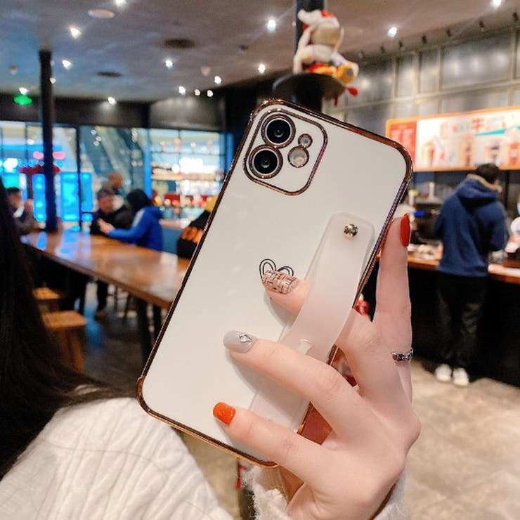 ホワイト | スマホケース ノーマルカラーセンターハートサイドバンド付きiPhoneケース | marcydorn