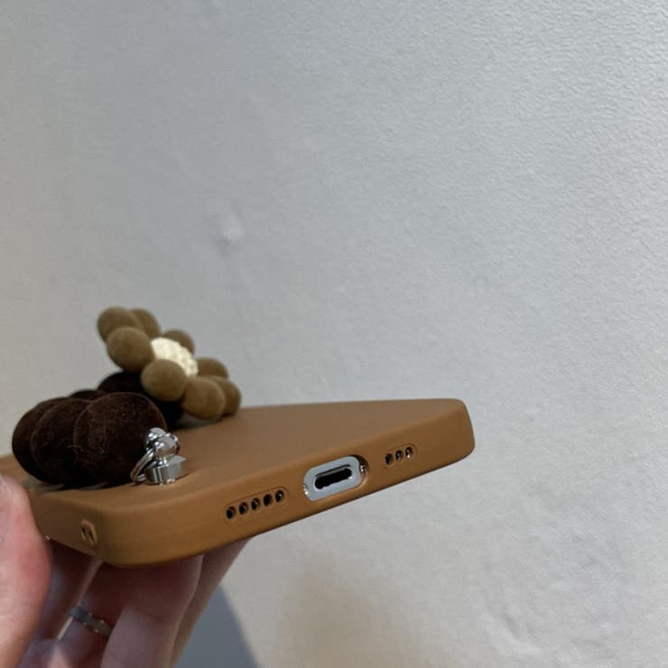 スマホケース ブラウンカジュアルフラワーiPhoneケース[品番